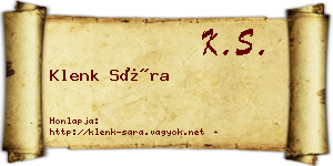 Klenk Sára névjegykártya