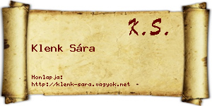 Klenk Sára névjegykártya